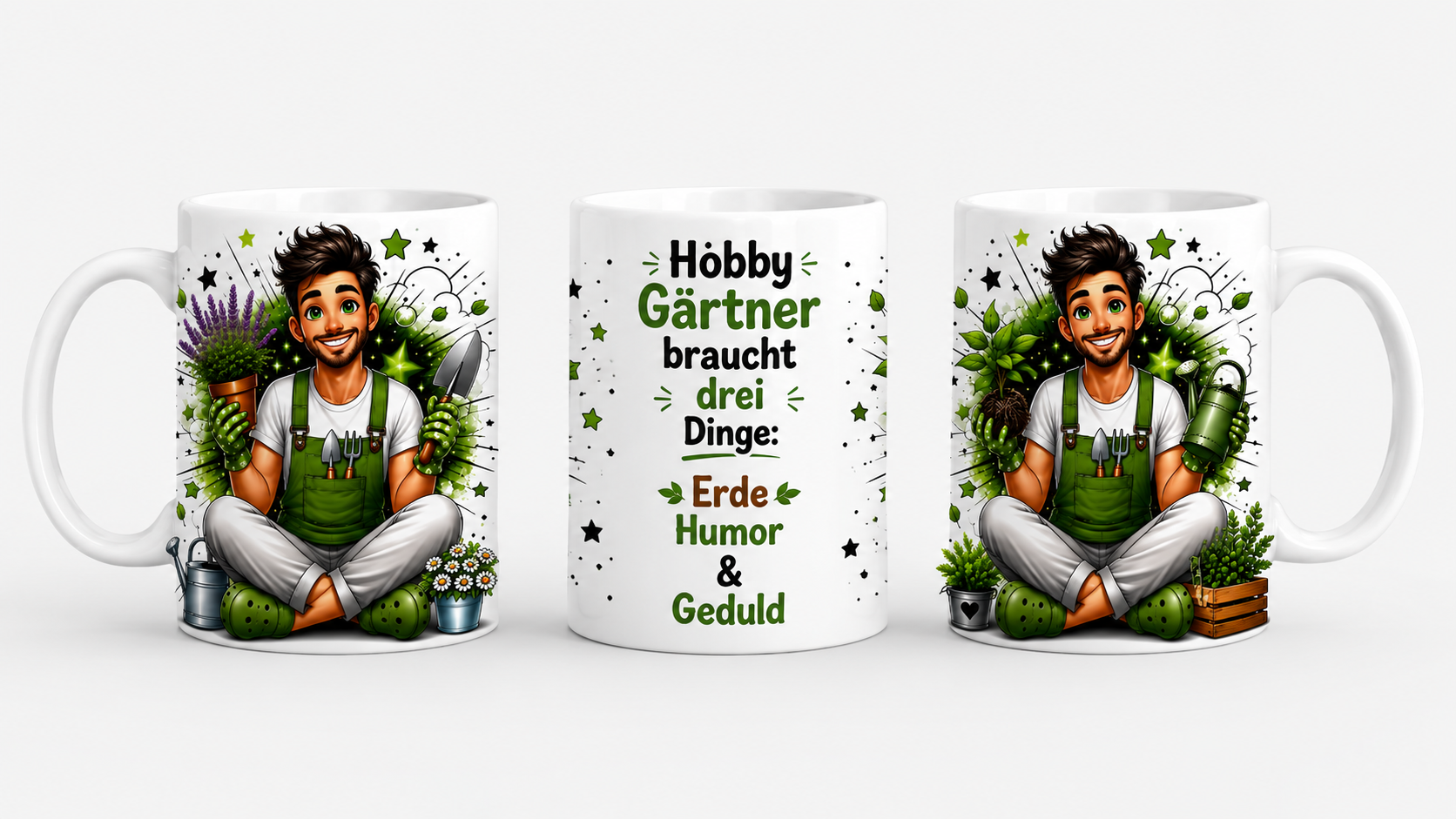 Hobby Gärtner Tasse – Erde, Humor & Geduld | Lustige Geschenkidee für Gartenliebhaber | 330 ml Keramikbecher