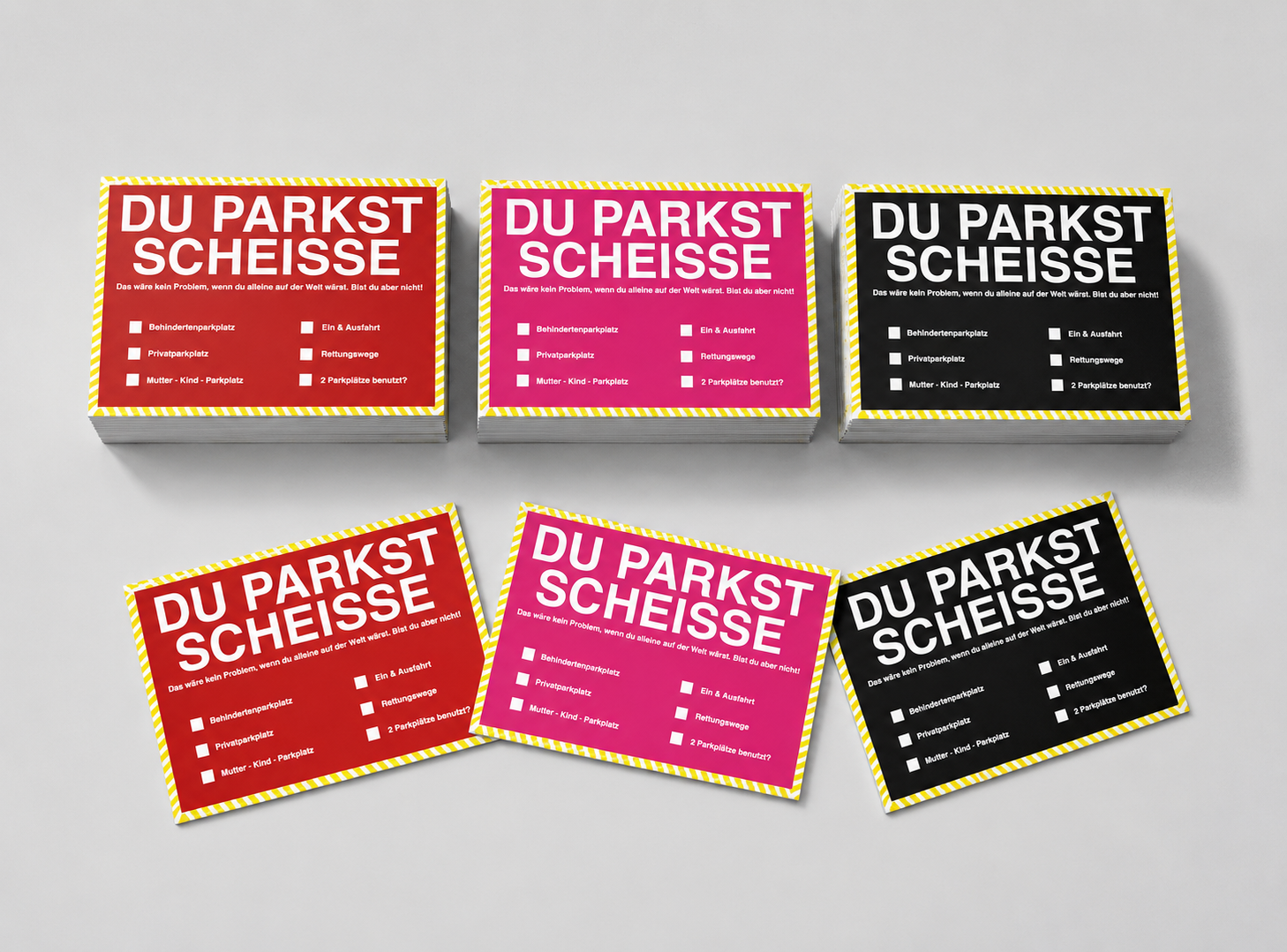 Du Parkst Scheisse Falschparker Parkplatz Auto Parken Autofahrer Zettel Fun Strafzettel Bußgeld Polizei Rot Pink Schwarz