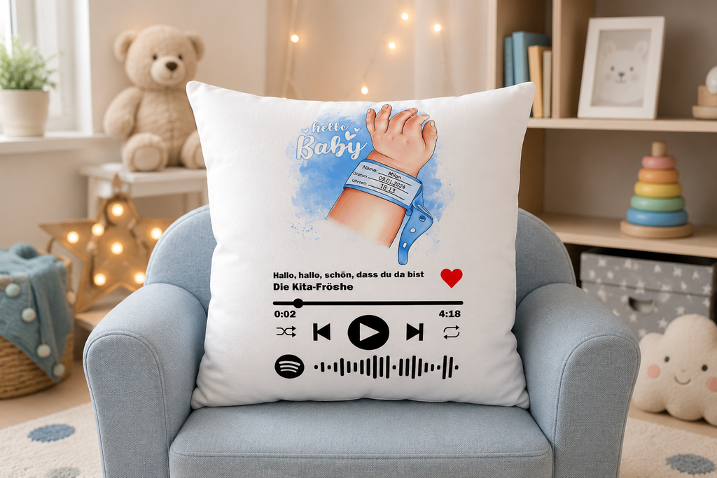 Baby Geburt Kissen personalisiert Namen Datum Uhrzeit Geschenk Mama Papa Opa Oma Kinderzimmer Neugeborenes