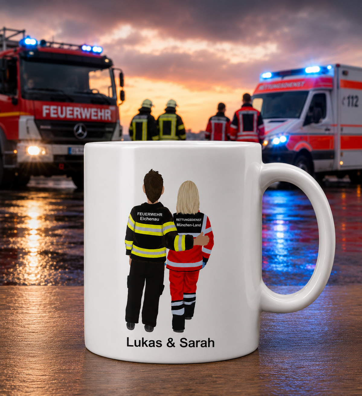Feuerwehr Rettungsdienst Tasse mit deinem Outfit firefighter 112 Jugendfeuerwehr Freiwillige Feuerwehr Personalisiert 112 Heros FFW Helfer