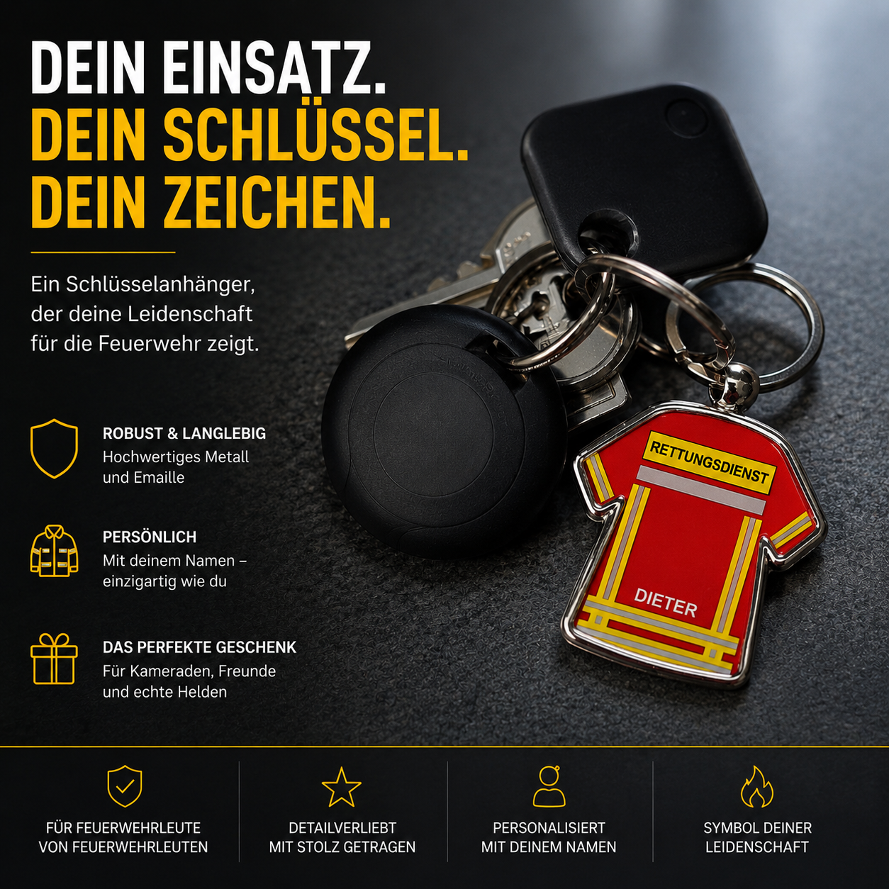 Rettungsdienst Schlüsselanhänger Jacke personalisiert Geschenke Sanitäter