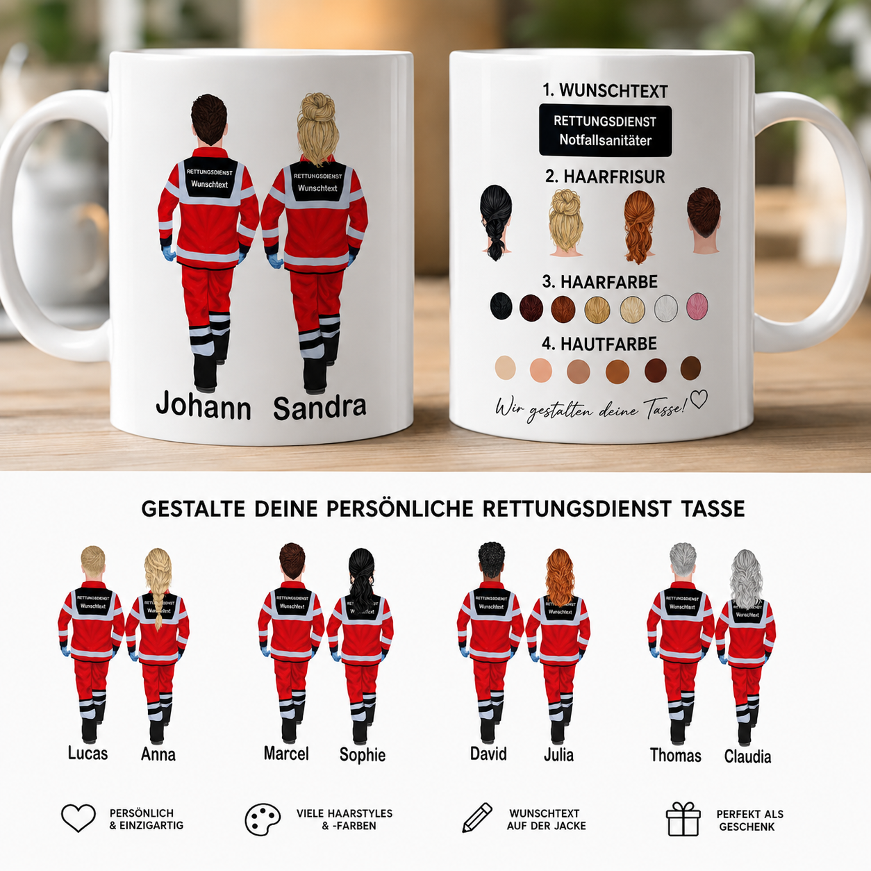 Tasse Rettungsdienst mit deinem Outfit und Namen Rettungssanitäter Notarzt first responder