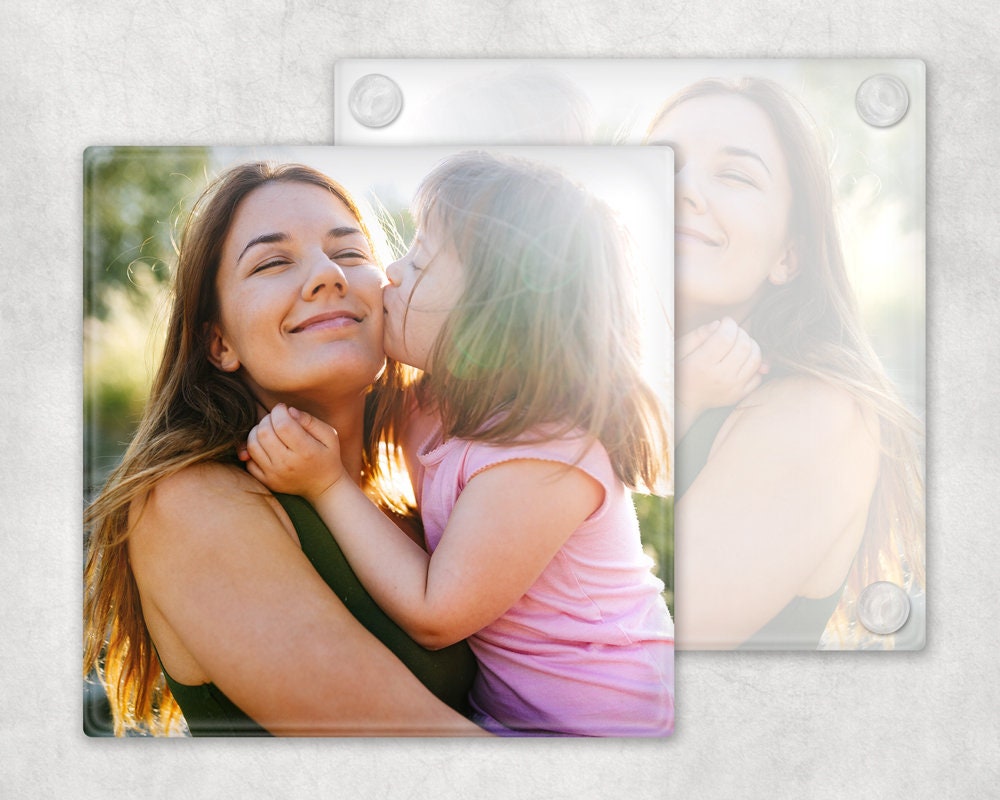 Personalisierter Glas Untersetzer mit eigenem Foto – Geschenkidee mit Bild – Untersetzer 10x10 cm individuell bedruckt