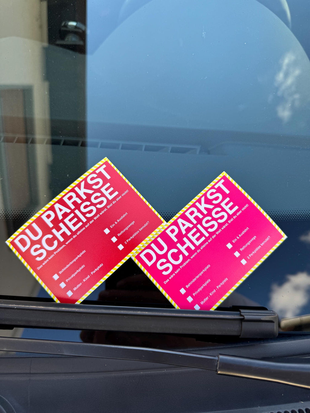 Du Parkst Scheisse Falschparker Parkplatz Auto Parken Autofahrer Zettel Fun Strafzettel Bußgeld Polizei Rot Pink Schwarz