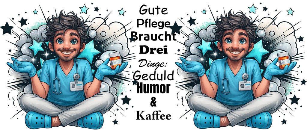 Pflege Tasse mit Spruch – Humorvolles Geschenk für Pflegekräfte – Motiv wählbar: Frau oder Mann – 330ml Keramiktasse