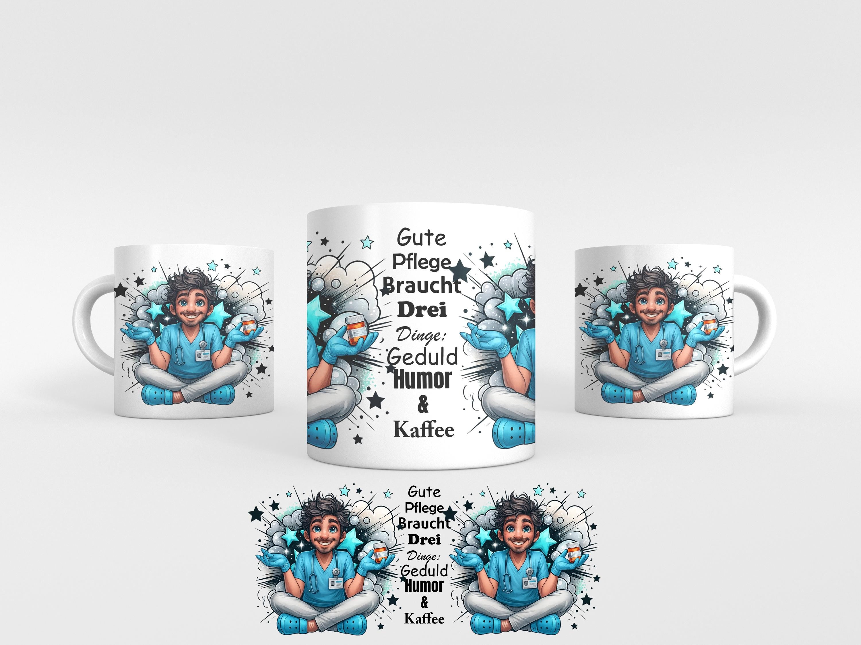 Pflege Tasse mit Spruch – Humorvolles Geschenk für Pflegekräfte – Motiv wählbar: Frau oder Mann – 330ml Keramiktasse
