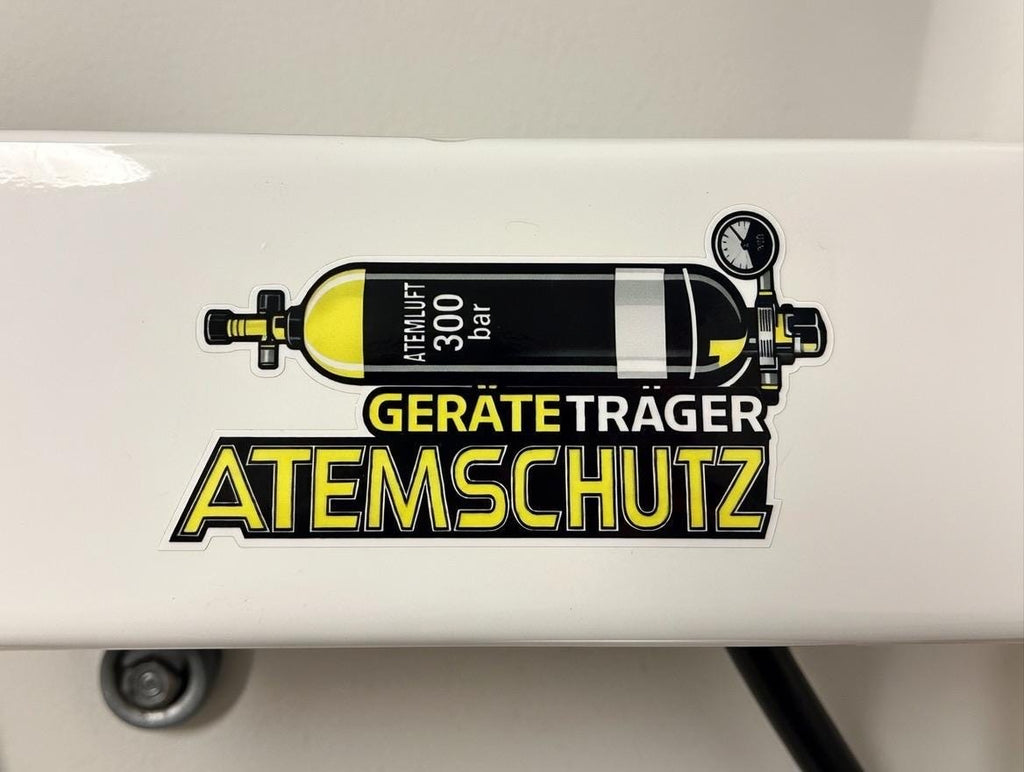 Feuerwehr Atemschutz Aufkleber – Geräteträger Helm Sticker – 300 bar Atemluft – wetterfest & UV-beständig