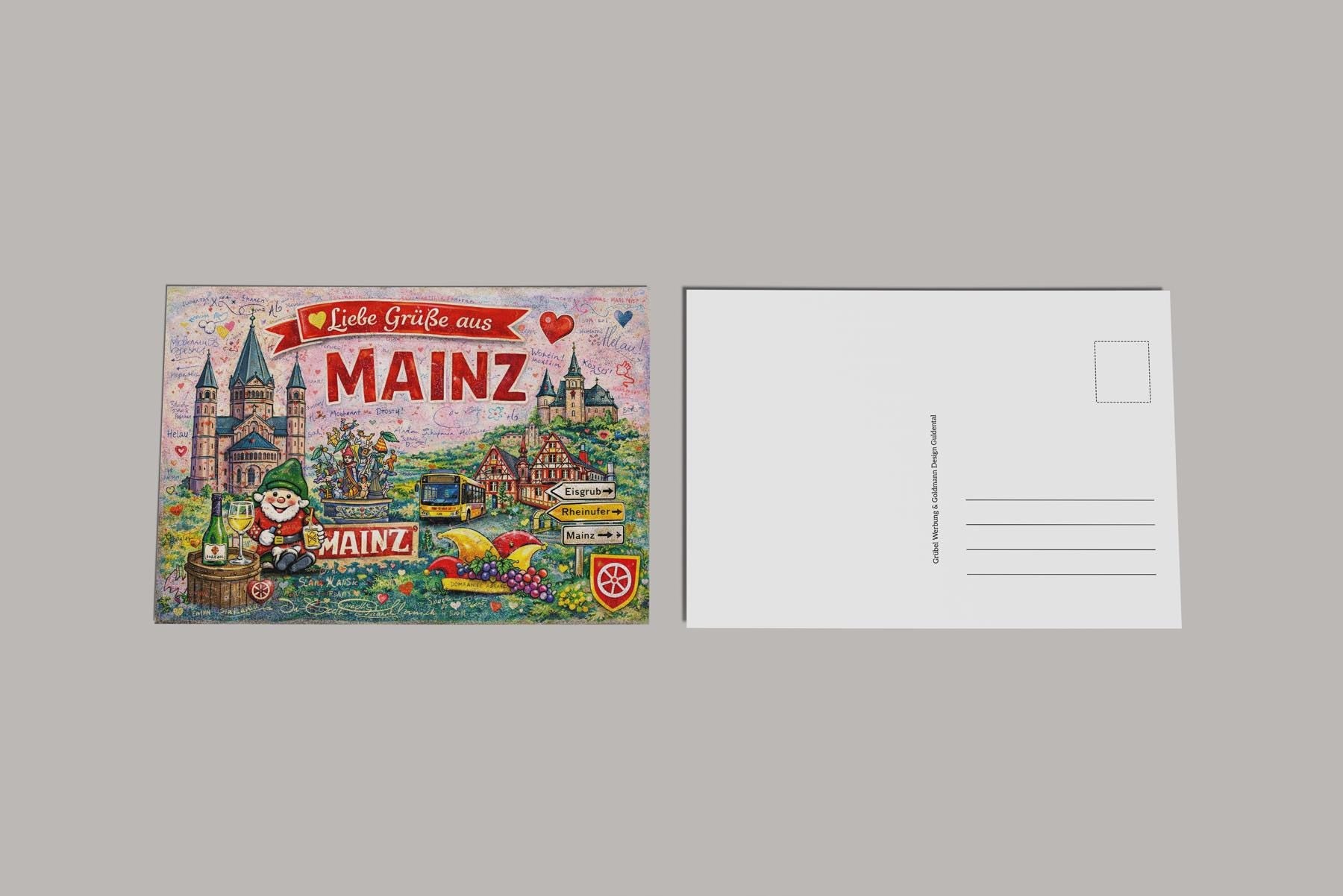 Postkarte Stadtmotiv – Wiesbaden · Mainz · Bad Kreuznach · Guldental - Chemie – 300g matt laminiert – Grußkarte |Souvenir | personalisierbar