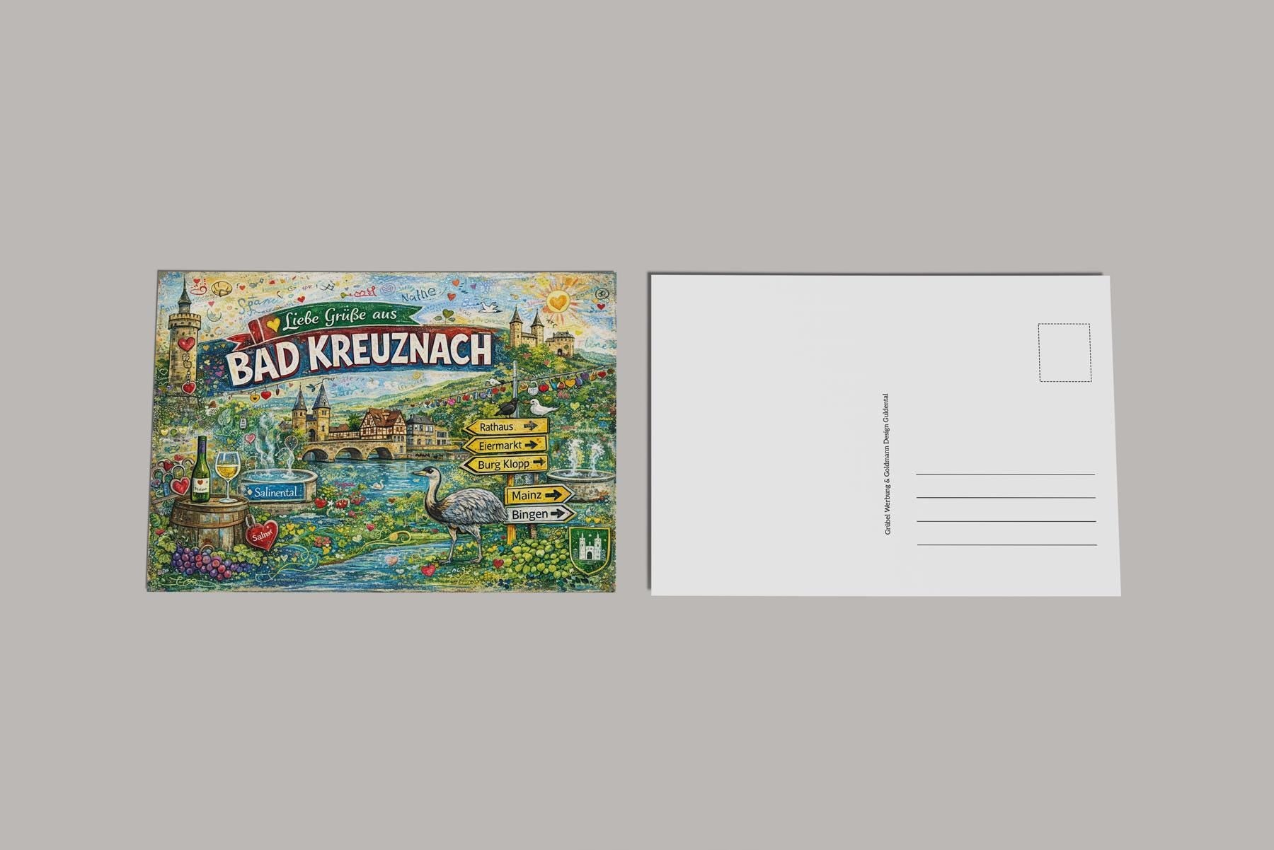 Postkarte Stadtmotiv – Wiesbaden · Mainz · Bad Kreuznach · Guldental - Chemie – 300g matt laminiert – Grußkarte |Souvenir | personalisierbar