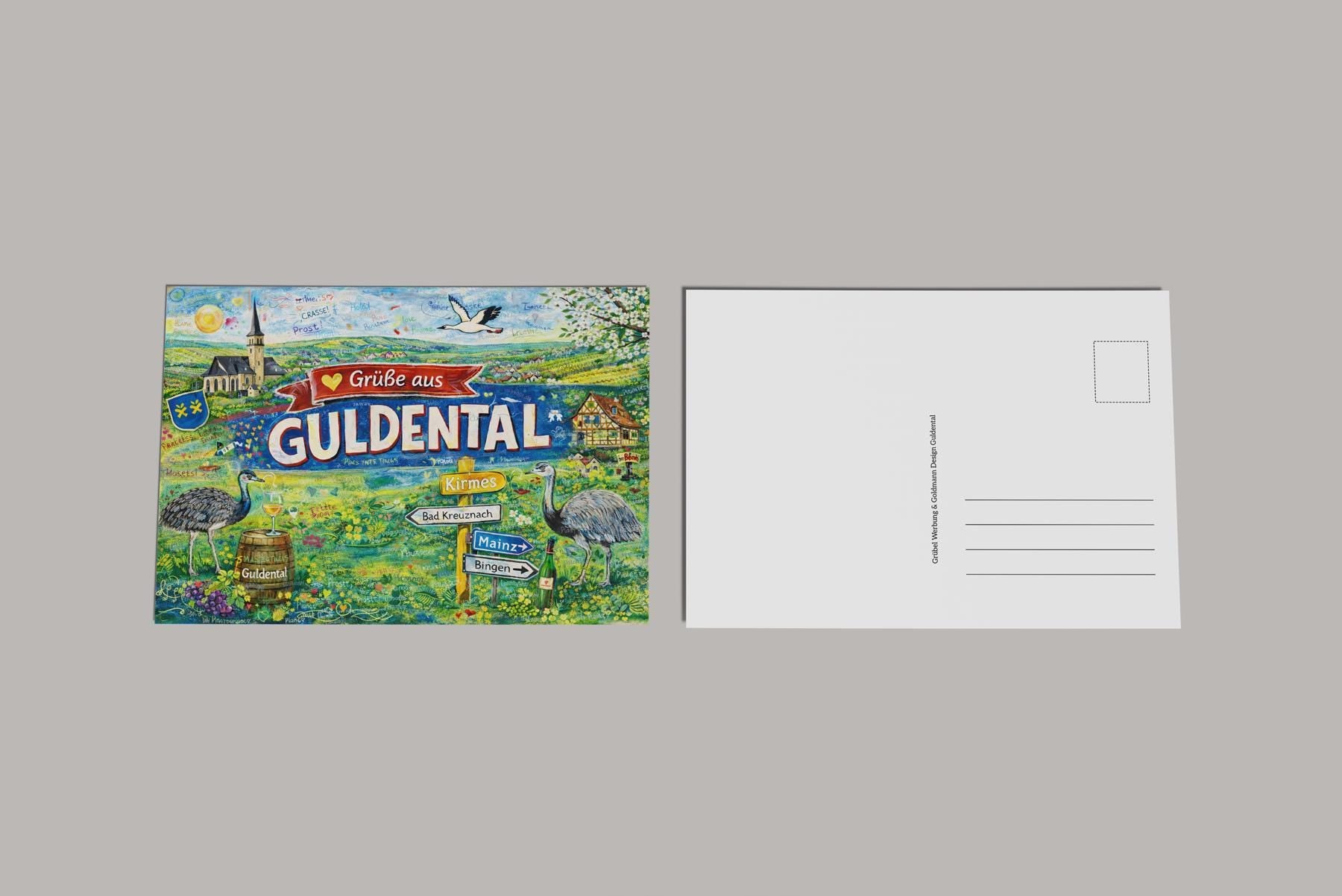 Postkarte Stadtmotiv – Wiesbaden · Mainz · Bad Kreuznach · Guldental - Chemie – 300g matt laminiert – Grußkarte |Souvenir | personalisierbar