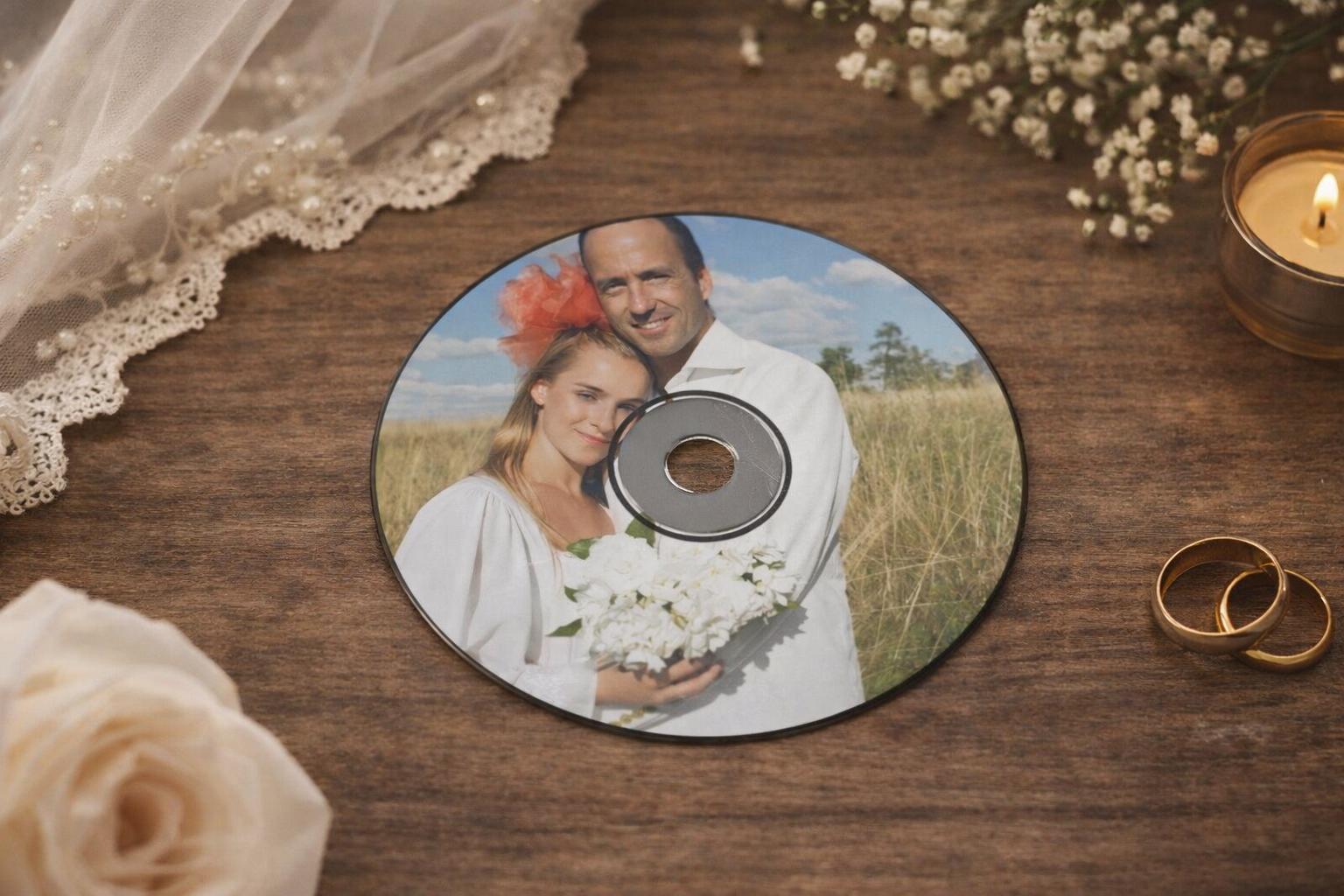 Personalisierte Hochzeits-CD – Mit Wunschfoto & Text – Einzigartige Erinnerung auf Disc bedruckte CD Geburtstag Erinnerung Geschenk Partner